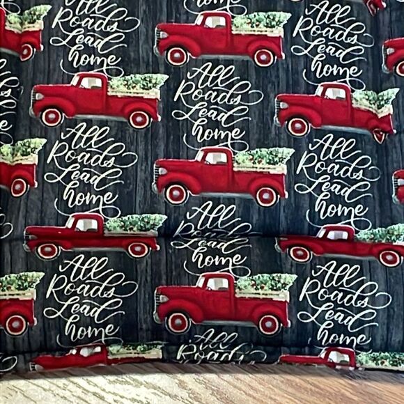 Pet Bed Mat, Red Christmas Truck, Cat, Dog, Bunny, “All Roads Lead Home” 18x24 - Picture 2 of 3